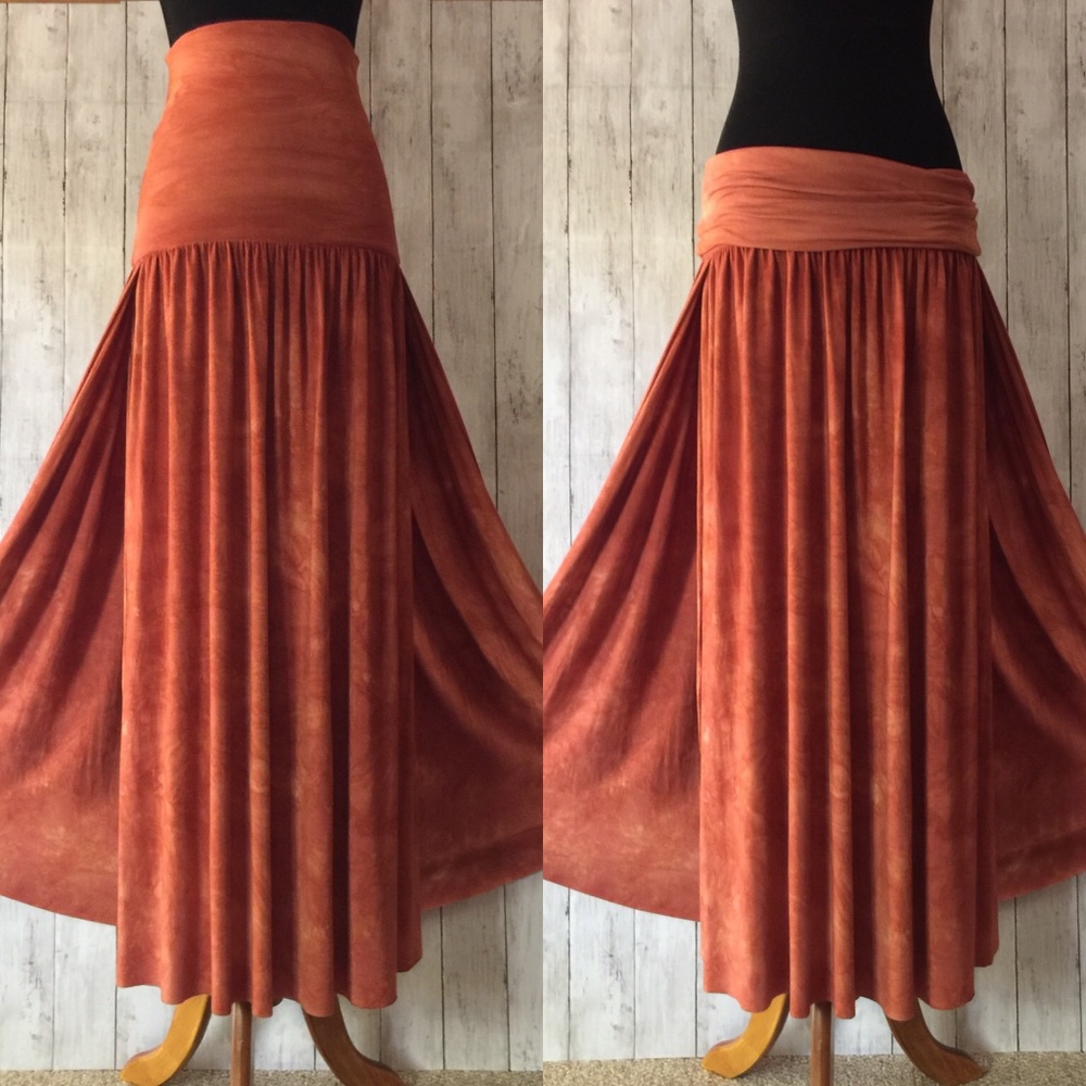 Tie Dye Side Slit Maxi Skirt - Festival Hippie Boho Tie Dyed Double Side Slits - Picture 6 of 17